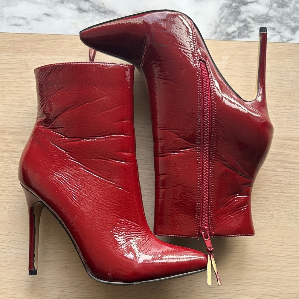 Elegant Red Stiletto Ankle Boots